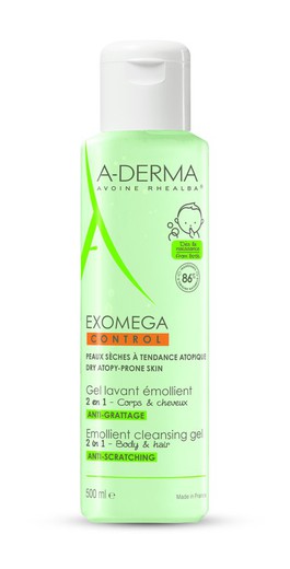 A-Derma Exomega Gel Limpiador 2 en 1 Cuerpo y Cabello 500ml