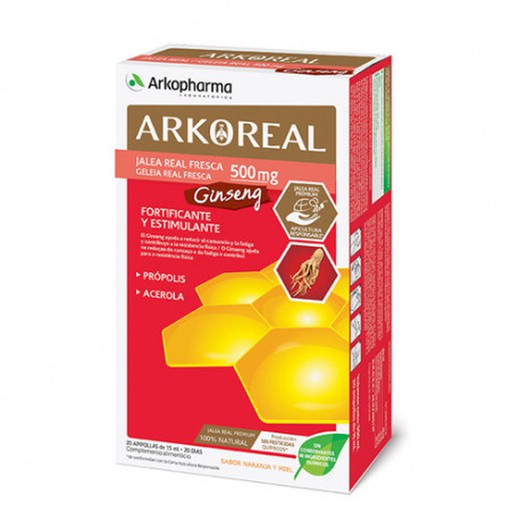 Arkoreal Jalea Real Fresca 500mg + Ginseng 20 Ampollas