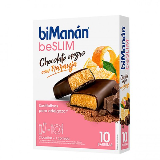 BiManán Beslim Chocolate Negro con Naranja 10 Barritas