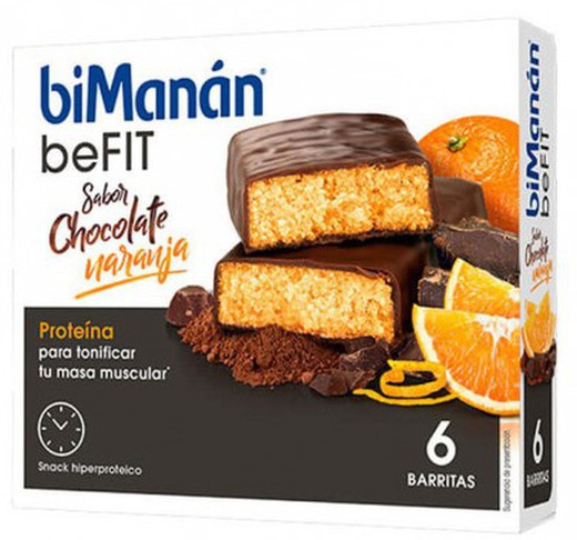 BiManán Befit Chocolate con Naranja 6 Barritas