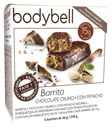 Bodybell Barritas Chocolate Crunch con Pistacho 5 Unidades