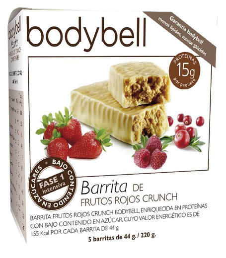 Bodybell Barritas Frutos Rojos Crunch 5 Unidades