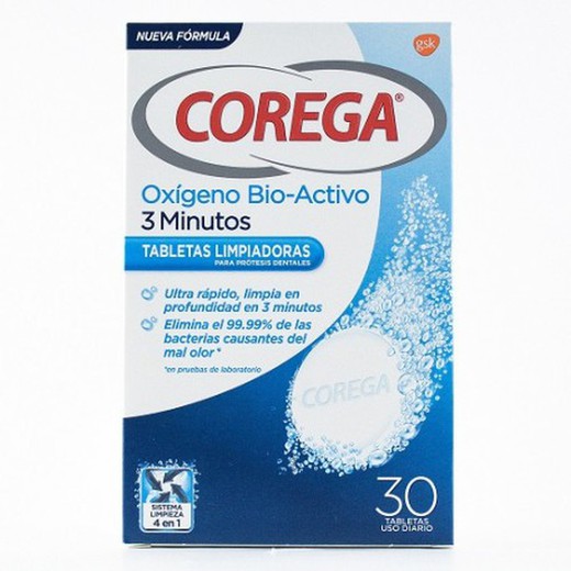 Corega Oxígeno Bio-Activo Tabletas Limpiadoras 30uds