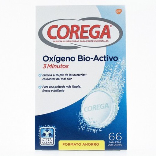Corega Oxígeno Bio-Activo Tabletas Limpiadoras 66uds