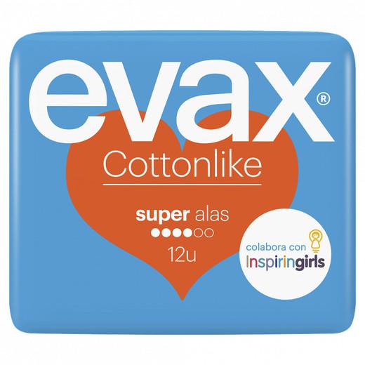 Evax Cottonlike Compresas Súper con Alas 12 Unidades