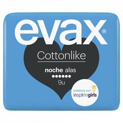 Evax Cottonlike con Alas Noche 9 Unidades