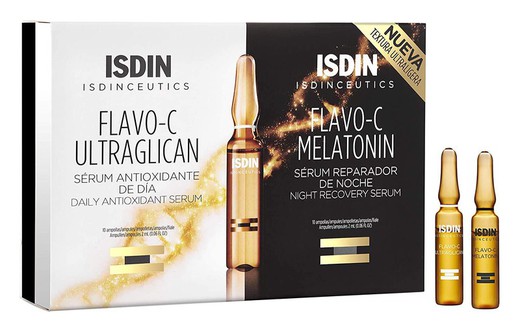 Isdinceutics Pack Flavo-C Ultraglican + Flavo-C Melatonin Ampollas 20x2ml