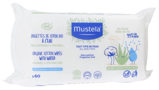 Mustela Toallitas al Agua de Algodón BIO 60uds