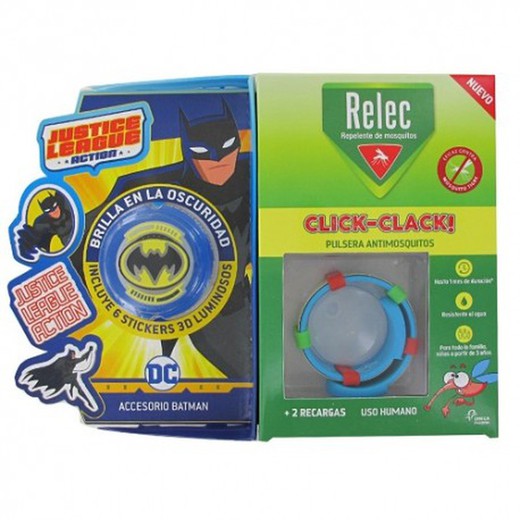 Relec Click-Clack Pulsera Anti-Mosquitos Infantil Batman + Stickers