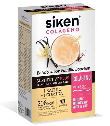 Siken Colágeno Sustitutivo Plus Batido Vainilla 6 Sobres