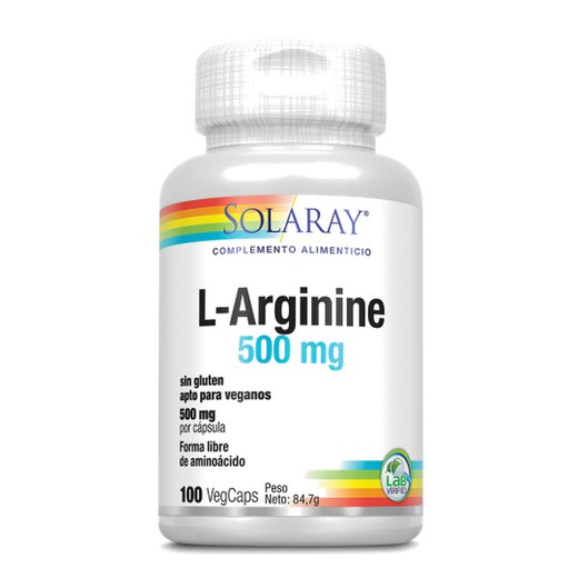 Solaray L-Arginine 500mg 100 VegCápsulas