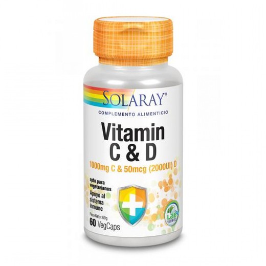 Solaray Vitamina C & D 60 VegCápsulas
