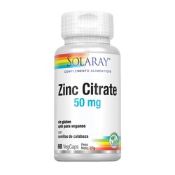 Solaray Zinc Citrate 50mg 60 VegCápsulas