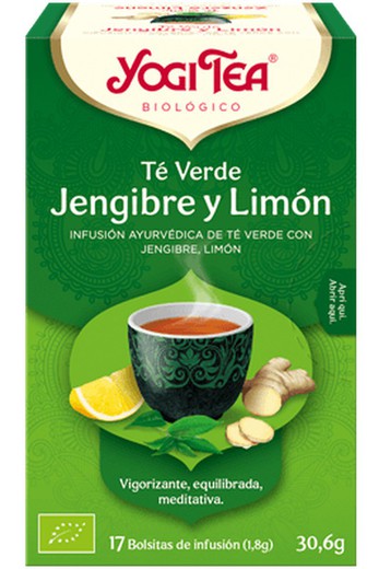 Yogi Tea Infusión Té Verde Jengibre y Limón 17 Bolsitas