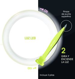 Beter Oooh! Tweezers flash Espejo Doble con Pinza de Depilar y Luz Led