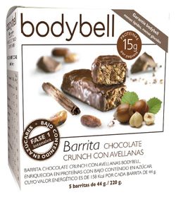 Bodybell Barritas Chocolate Crunch con Avellanas 5 Unidades