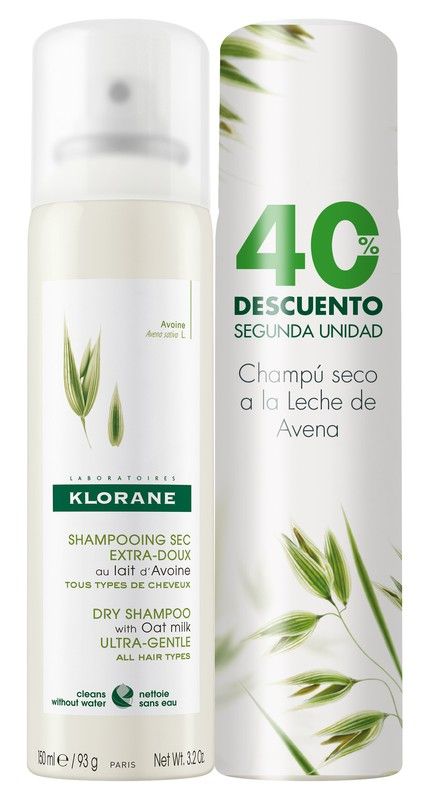 Klorane Champú Seco a la Leche de Avena Duplo 2x150ml