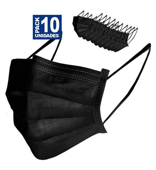 Mascarilla de Protección Quirúrgica Adulto Negra Caja 10uds