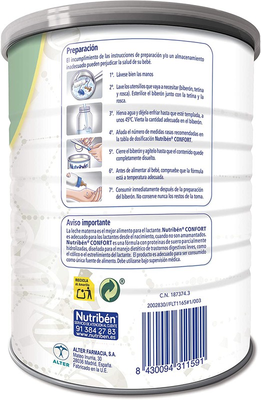 Comprar Nutriben Confort 800 G - Farmacias Carrascosa