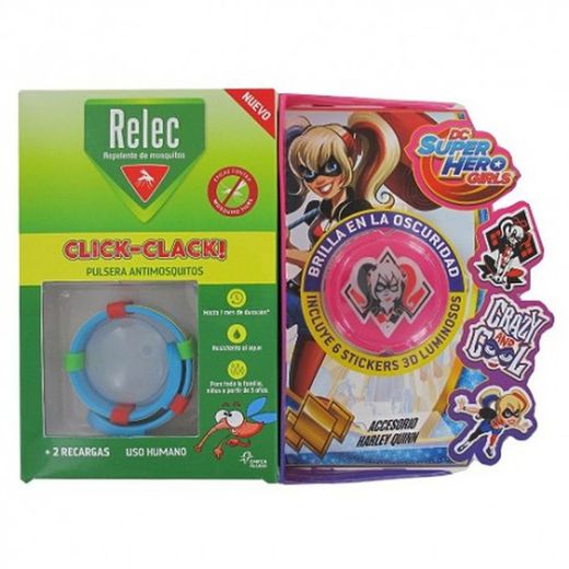 Relec Click-Clack Pulsera Anti-Mosquitos Infantil Harley Quinn + Stickers