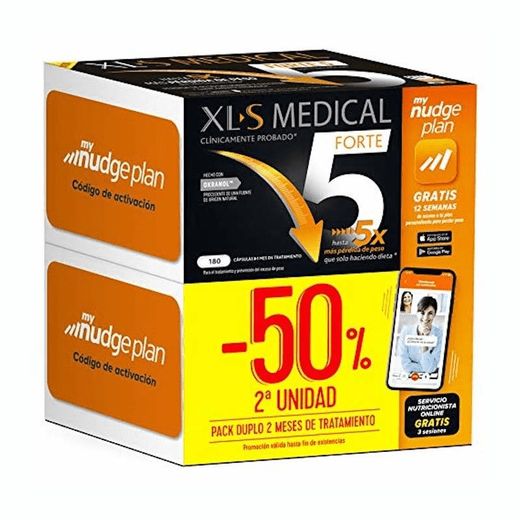 XLS Medical Forte 5 Duplo + Nudge Plan 2x180 Cápsulas